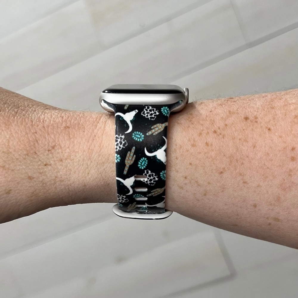 Black Western watch band compatible with Apple Watches